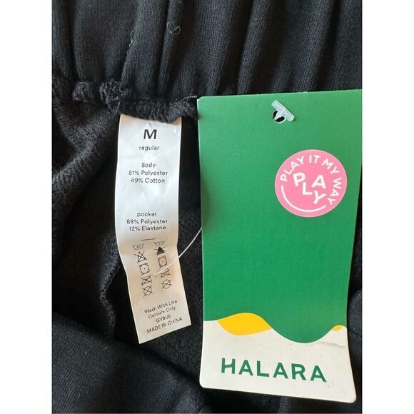 Size M Halara High Waisted Side Pocket Wide Leg Fleece Casual Pants in Black - Picture 5 of 7